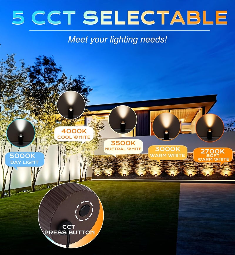 CLOUDY BAY [6 Pack] 9W Well Lights Landscape LED In Ground Outdoor,Shielded Top,Low Voltage 12-24V AC/DC,Waterproof Aluminum Uplights,2700K/3000K/3500K/4000K/5000K,Bronze - Image 5